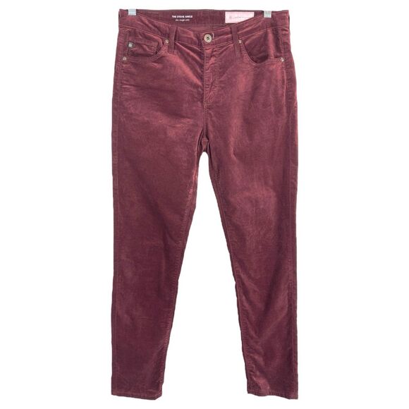 AG Anthropologie Size 27 Pants Red Corduroy Skinny Velour The‎ Stevie Ankle 152 - Picture 1 of 9